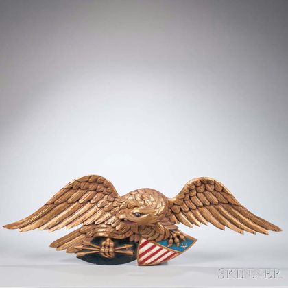 Carved, Gilded, and Paint-decorated Eagle Plaque