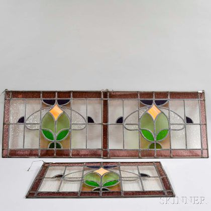 Set of Three Mosaic Glass Panels