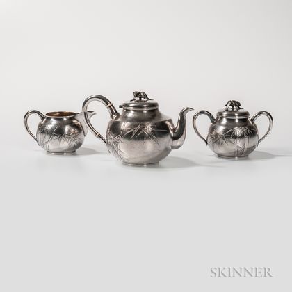 Three-piece Japanese Silver Tea Service