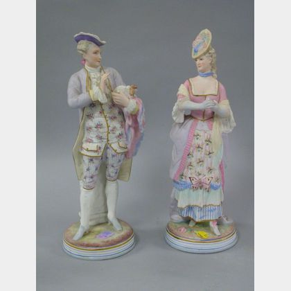 Bisque Figural Gentleman and Lady. 