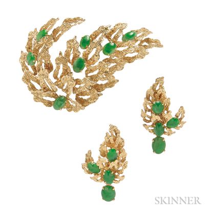 14kt Gold and Jade Suite