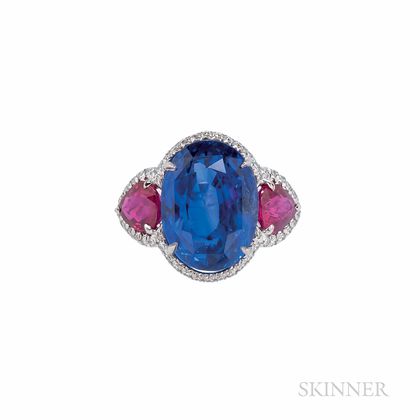 Platinum, Sapphire, and Ruby Ring