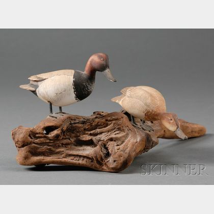Pair of Carved Miniature Canvasback Ducks