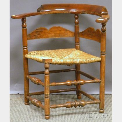 William & Mary Maple and Ash Roundabout Chair with Woven Rush Seat. 