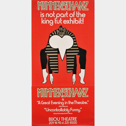 American School, 20th Century Advertising Poster: Mummenschanz is not part of the King Tut exhibit!