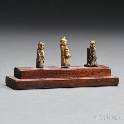 Three Miniature Gilt-bronze Figures
