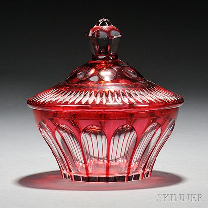 Ruby-to-Clear Glass Covered Dish