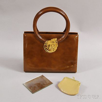 Martin Van Schaak Coated Brown Leather Handbag