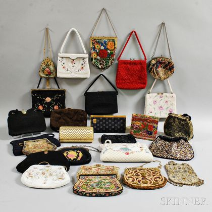 Group of Twenty-six Mostly Beaded and Embroidered Handbags