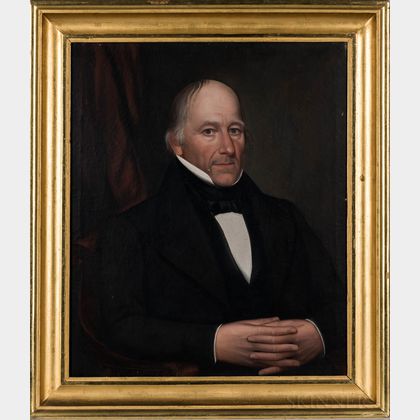 Ammi Phillips (New York/Connecticut, 1788-1865) Portrait of a Man in a Black Jacket