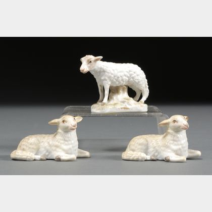 Three Meissen Porcelain Sheep