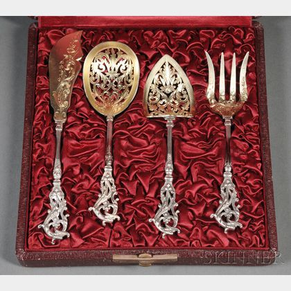 French Gold-washed .950 Silver Hors d'Oeuvres Set