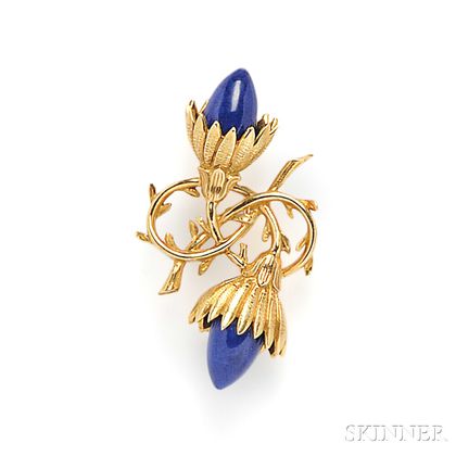 18kt Gold and Lapis Brooch, Schlumberger, Tiffany & Co.