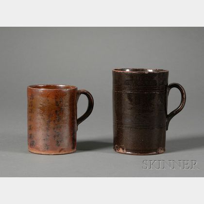 Two Redware Mugs