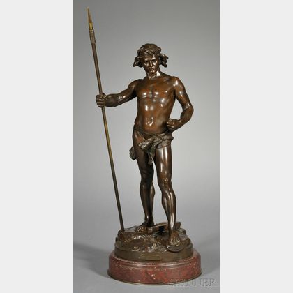 Leon Roussel (French, 1868-1943),Large Bronze Figure of a Warrior, Defense du Sol
