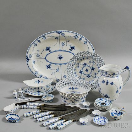 Thirty Pieces of Royal Copenhagen Blue and White Porcelain