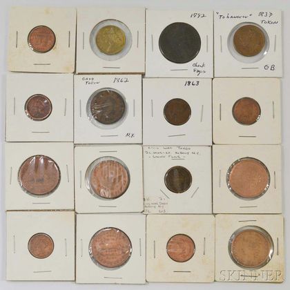 Group of Hard Times and Civil War Tokens