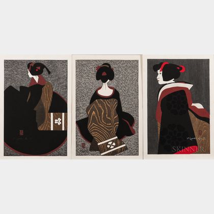 Kiyoshi Saito (1907-1997),Seven Woodblock Prints