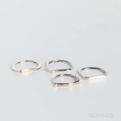 Four Carolyn Stephenson Sterling Silver Rings