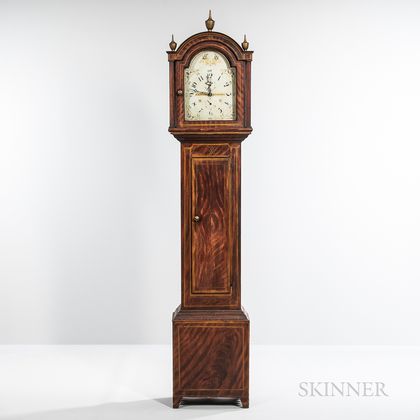 Grain-painted Wooden Works Tall Case Clock