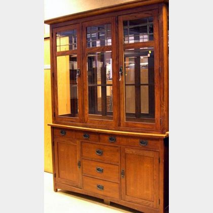 Mission oak deals china cabinet