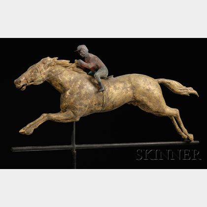 Copper and Cast Zinc Horse and Jockey Weather Vane