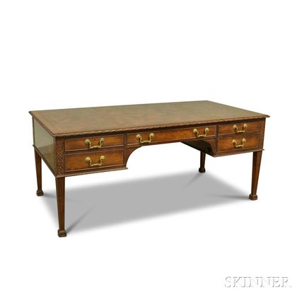 Large Chippendale-style Carved Mahogany Desk