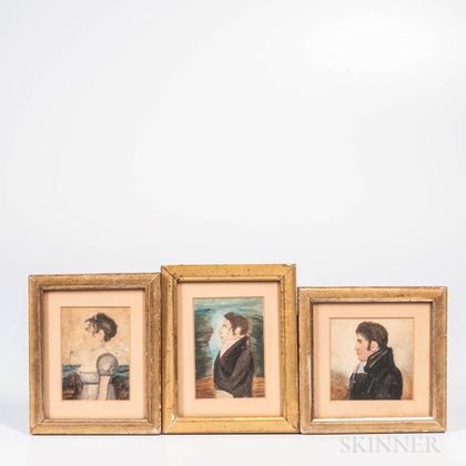 Alpheus Chapin (Massachusetts, 19th Century),Three Miniature Portraits: Horrace Billings Chapin, Sophia Chapin, and a Self Portrait, I