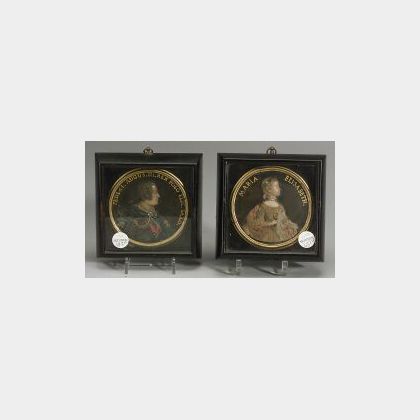 Pair of Wax Portraits Roundels of Royalty