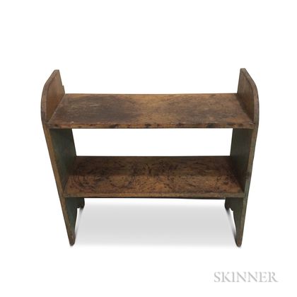 Blue-painted Pine Bucket Bench