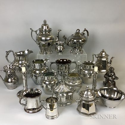 Twenty Silver Lustre Ceramic Tableware Items. Estimate $20-200