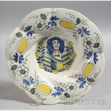 Dutch Delft Polychrome Decorated Prince William Charger
