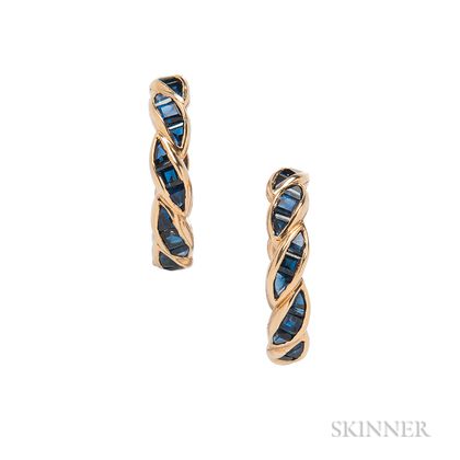 18kt Gold and Sapphire Earclips, Oscar Heyman & Brothers