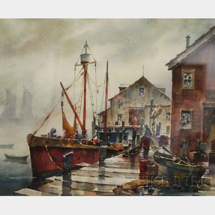John Cuthbert Hare (American, 1908-1978) Wharf Scene