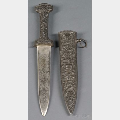 Dirk with Bronze Hilt and Scabbard and Silver Blade