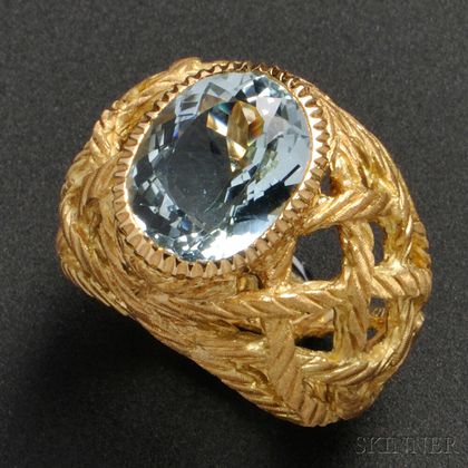 18kt Gold and Aquamarine Ring, Buccellati
