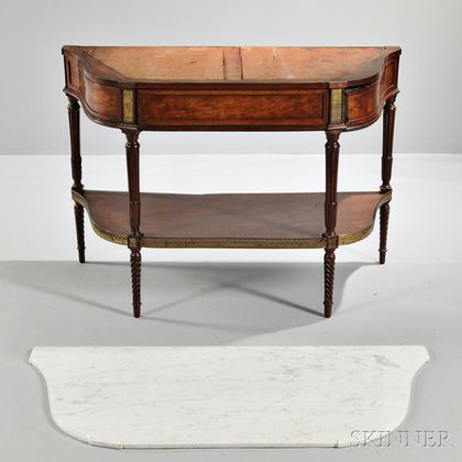 Louis XVI Marble-top Mahogany Console Table