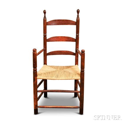 Early Red-painted Ladder-back Armchair