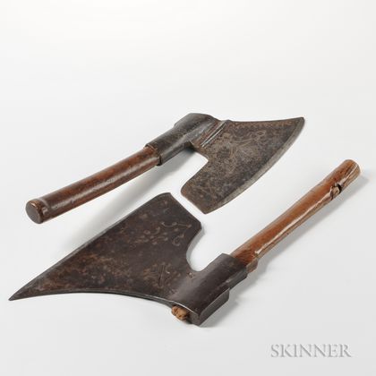 Two Decorated Goosewing Side Axes