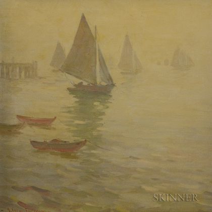 Herbert Cyrus Farnum (American, 1866-1925) Sailboats in Fog