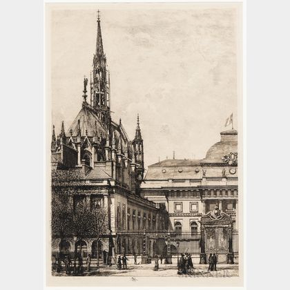 Lucien Marcelin Gautier (French, 1850-1925) Street View of La Sainte-Chapelle, Paris