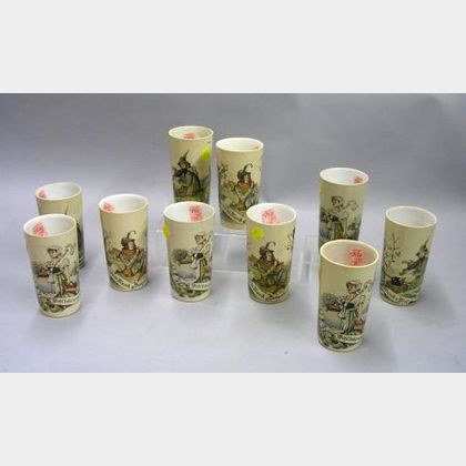 Ten Villeroy & Boch/Mettlach PUG Ceramic Beakers