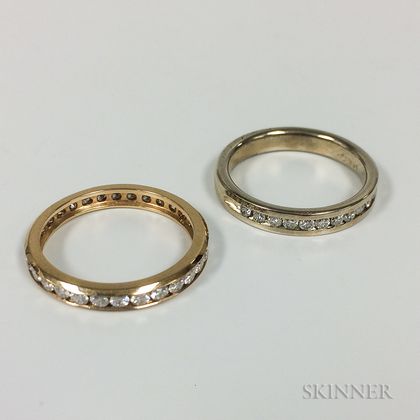 Two 14kt Gold and Diamond Bands