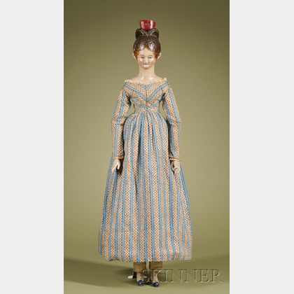 Important Portrait-type Carved Wood Doll