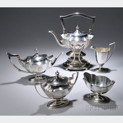 Five-piece Gorham "Plymouth" Sterling Silver Tea Service