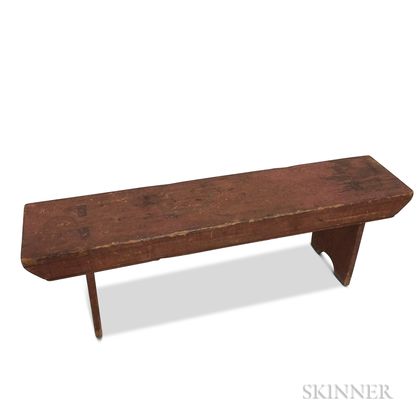 Country Salmon-painted Pine Bench. Estimate $200-400