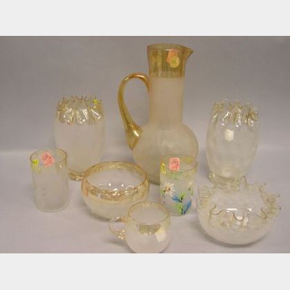 Eight Pieces of Assorted Pomona Glass Tableware