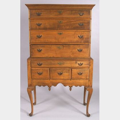 Queen Anne Maple High Chest of Drawers