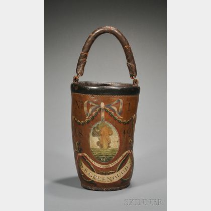 David Stoddard Greenough, Jr.'s Paint-decorated Leather Fire Bucket