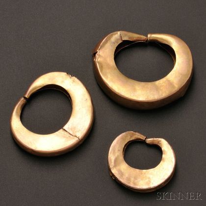 Three Tairona Hollow Crescent Nose Rings